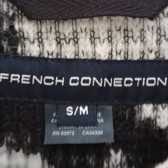 'FRENCH CONNECTION' Wool blend Cape with Pockets Size S-M Large Houndstooth - Picture 3 of 11